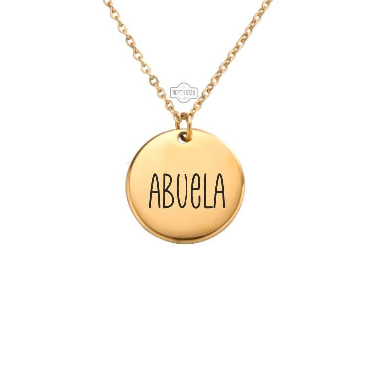 Abuela Necklace – Gold or Silver Grandma Charm – Personalized Gift from Grandkids – Mother’s Day or Birthday – Keychain Available
