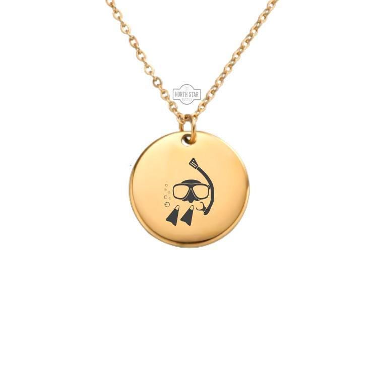 Snorkeling Necklace or Keychain – Ocean Lover Gift for Her or Him, Personalized Beach Jewelry in Gold or Silver