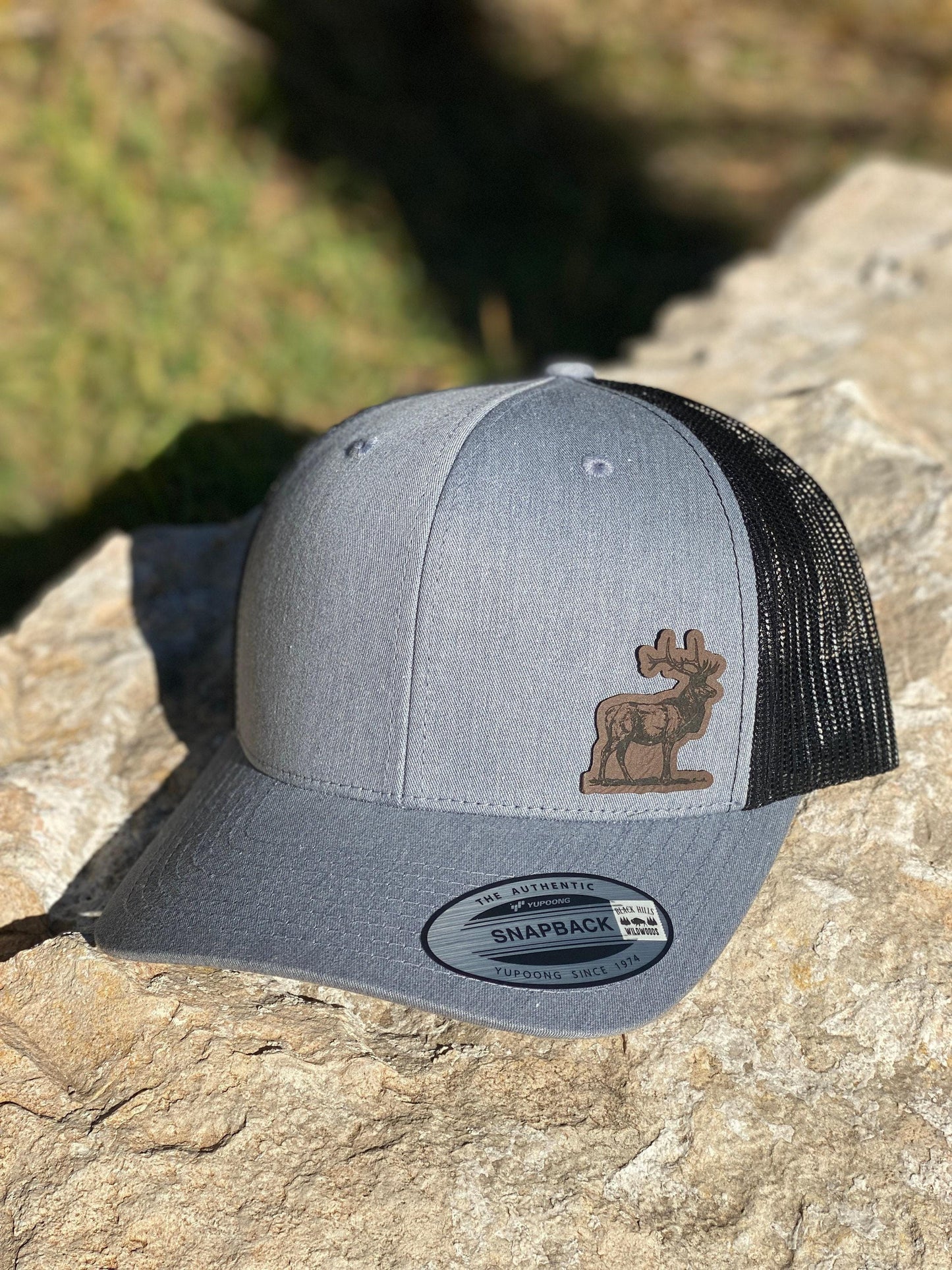 Elk Hat – Snapback Cap with Engraved Elk Silhouette Design, Outdoorsman Gift, Hunting Mesh Hat, Wildlife Lover Cap, Patch Trucker Hat