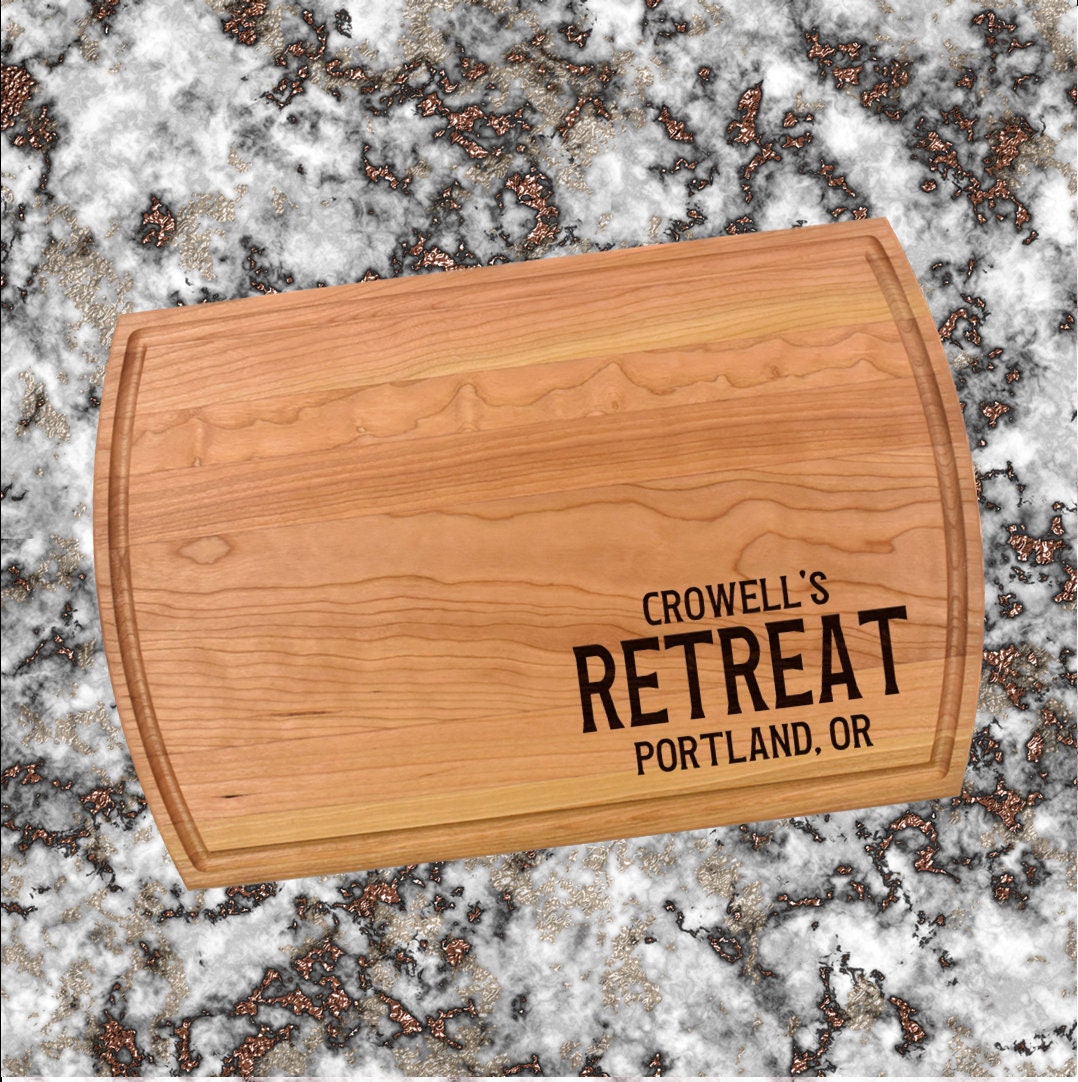 Personalized Retreat Cutting Board | Welcome To Our Retreat Charcuterie Board | Custom Serving Tray | Personalized Housewarming Gift