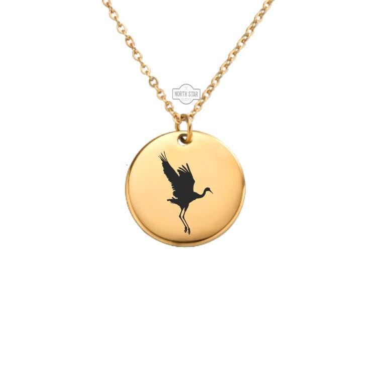 Whooping Crane Necklace or Keychain – Bird Lover Gift for Her or Him, Personalized Wildlife Jewelry in Gold or Silver