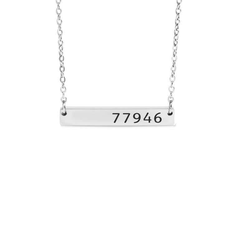 Zip Code Bar Necklace or Keychain – Custom Location Jewelry – Hometown or Long Distance Gift – Personalized City Keepsake