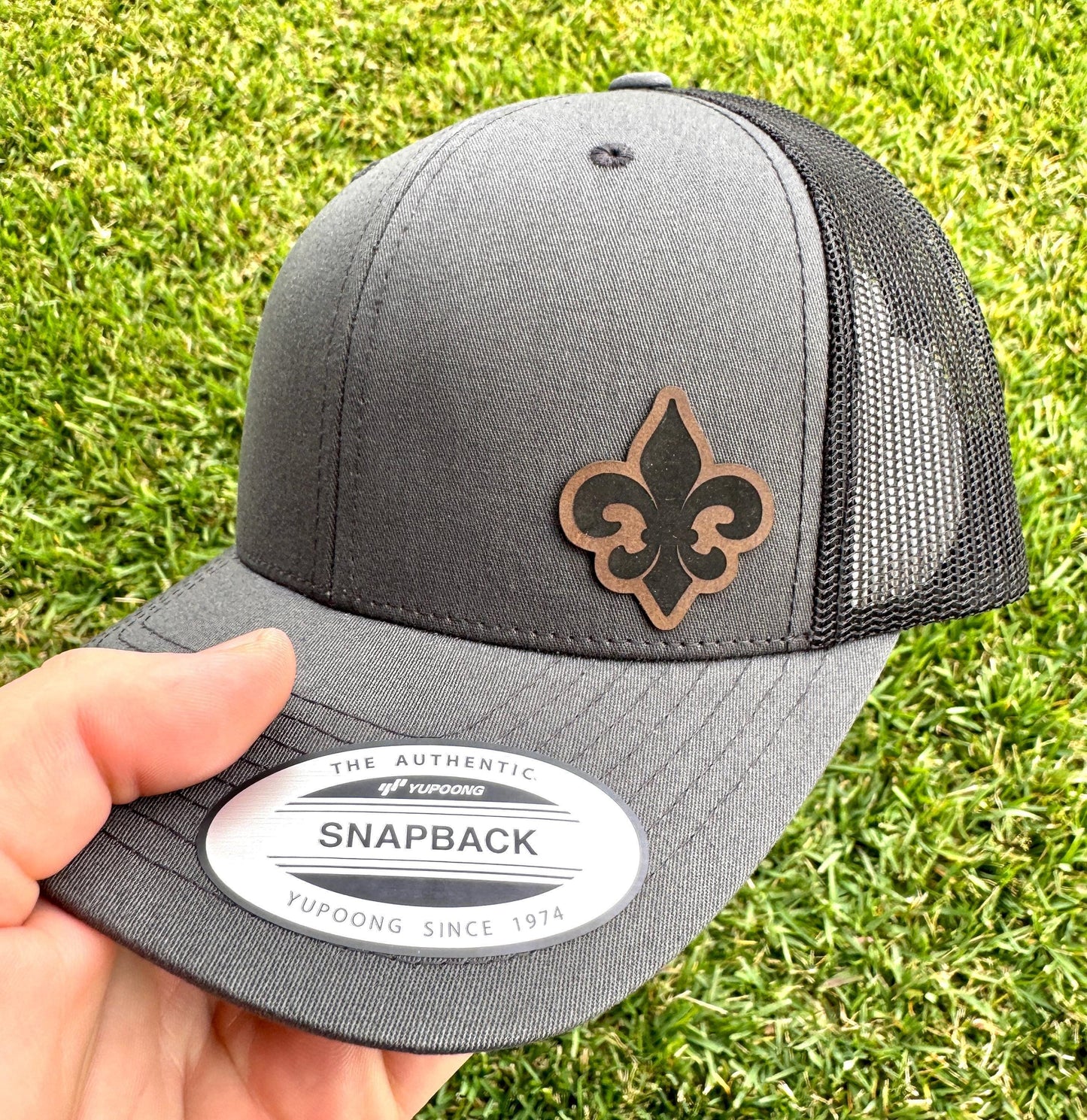 Fleur De Lis Hat – Snapback Trucker Hat with Engraved Patch, French Symbol Cap, New Orleans Style Gift, Rustic Everyday Wear