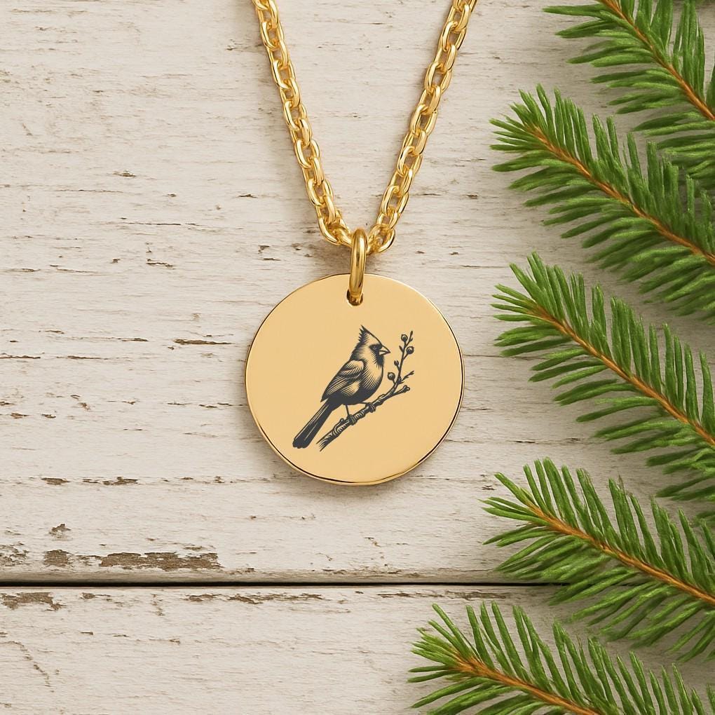 Cardinal Necklace – Gold or Silver Memorial Bird Charm – Personalized Sympathy Gift – Nature or Spiritual Jewelry – Keychain Available