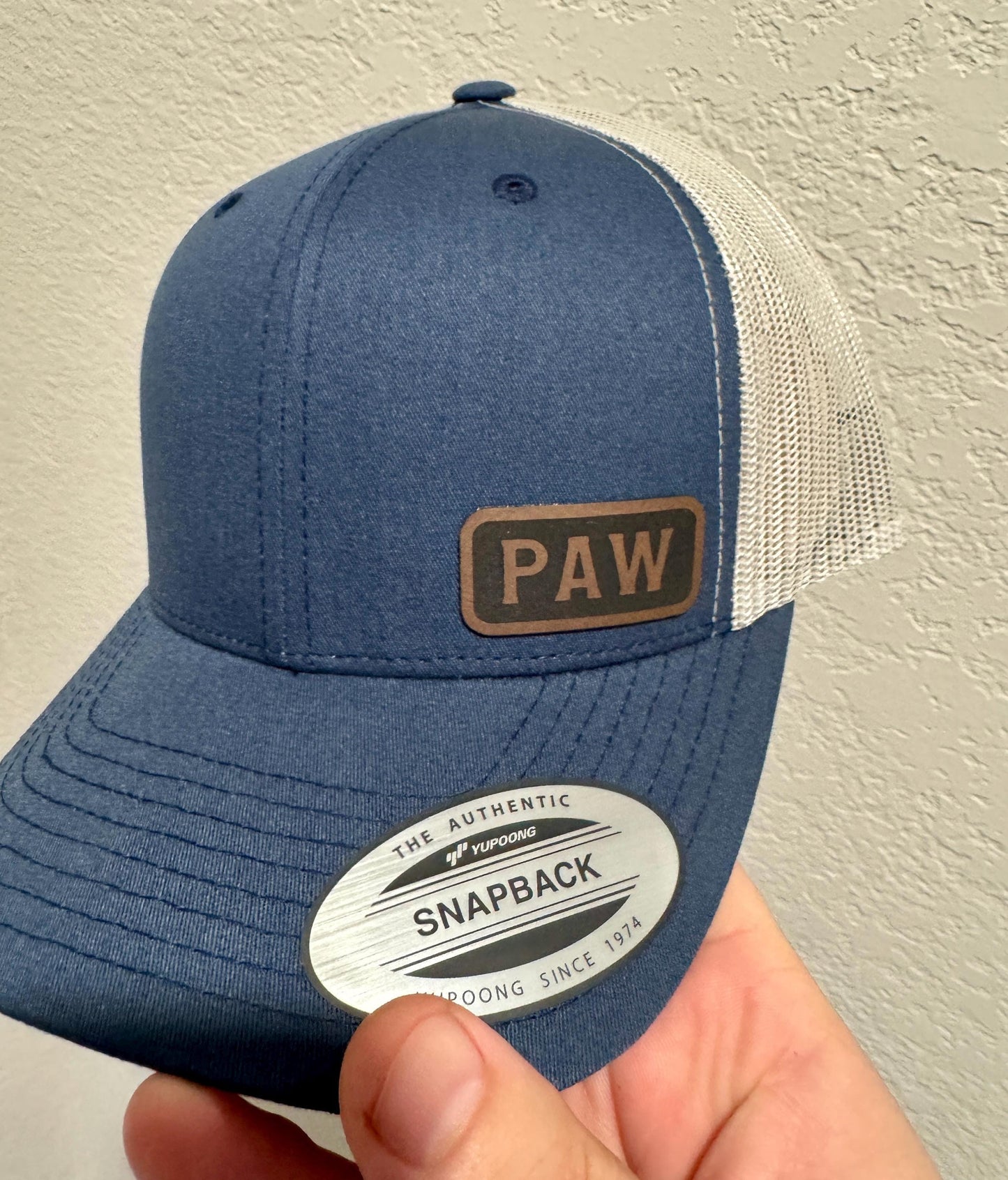Paw Trucker Hat – Snapback Cap Gift for Grandpa, Engraved Hat for Paw, Rustic Outdoor Grandfather Hat