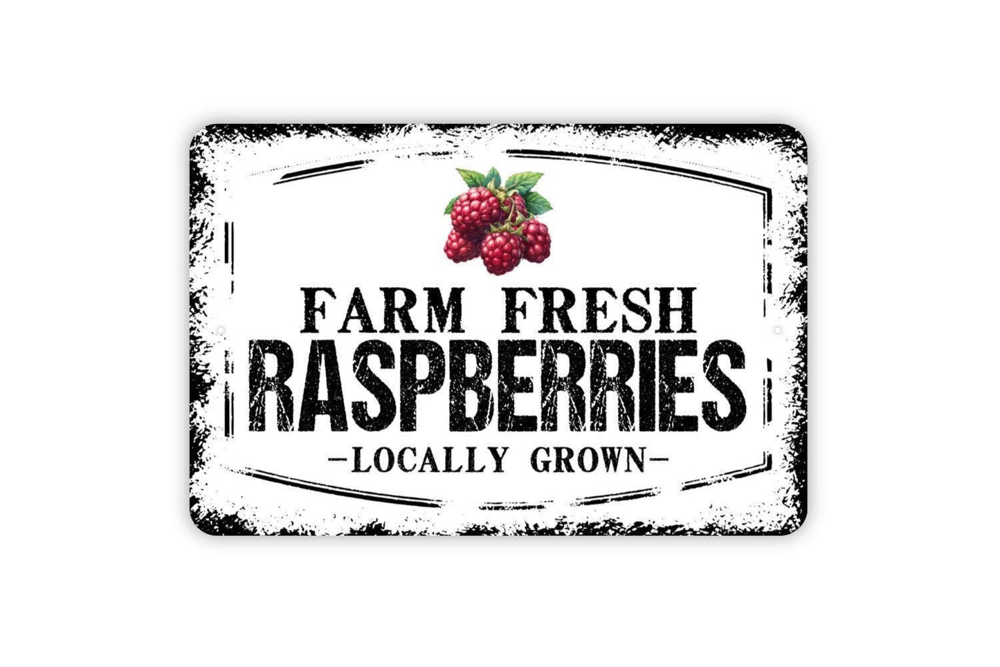 Farm Fresh Raspberries Locally Grown Sign - Raspberry Fruit Metal Sign Wall Art Indoor Or Outdoor
