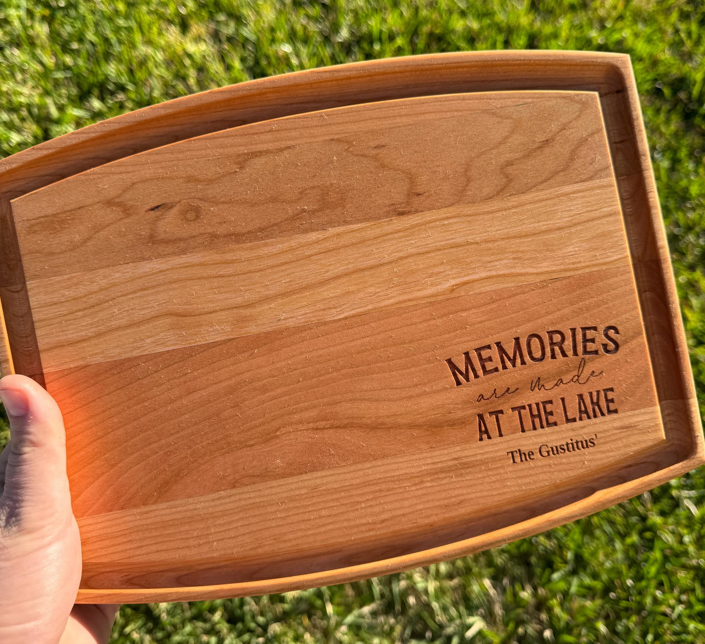 Memories Are Made At The Lake Engraved Cutting Board – Rustic Kitchen Decor, Lake House Gift, Personalized Charcuterie Board