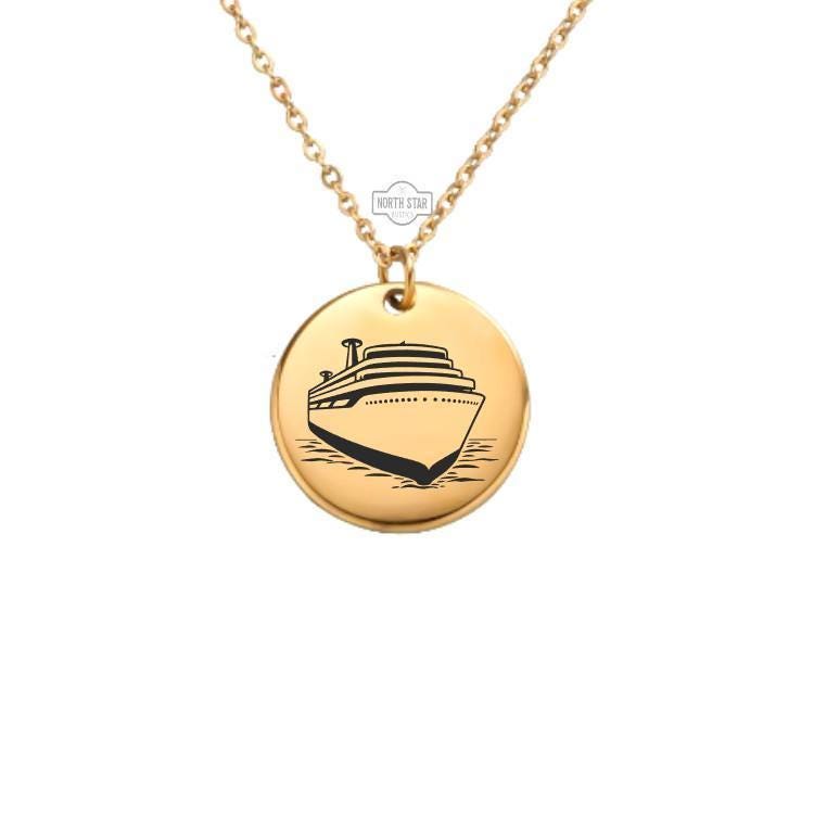 Cruise Ship Necklace – Gold or Silver Nautical Charm – Personalized Travel Lover Gift – Ocean Jewelry – Keychain Available