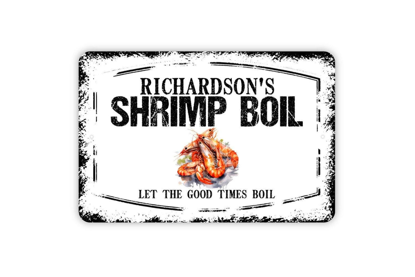 Personalized Shrimp Boil Sign - Custom Your Name Metal Sign Wall Art Indoor Or Outdoor