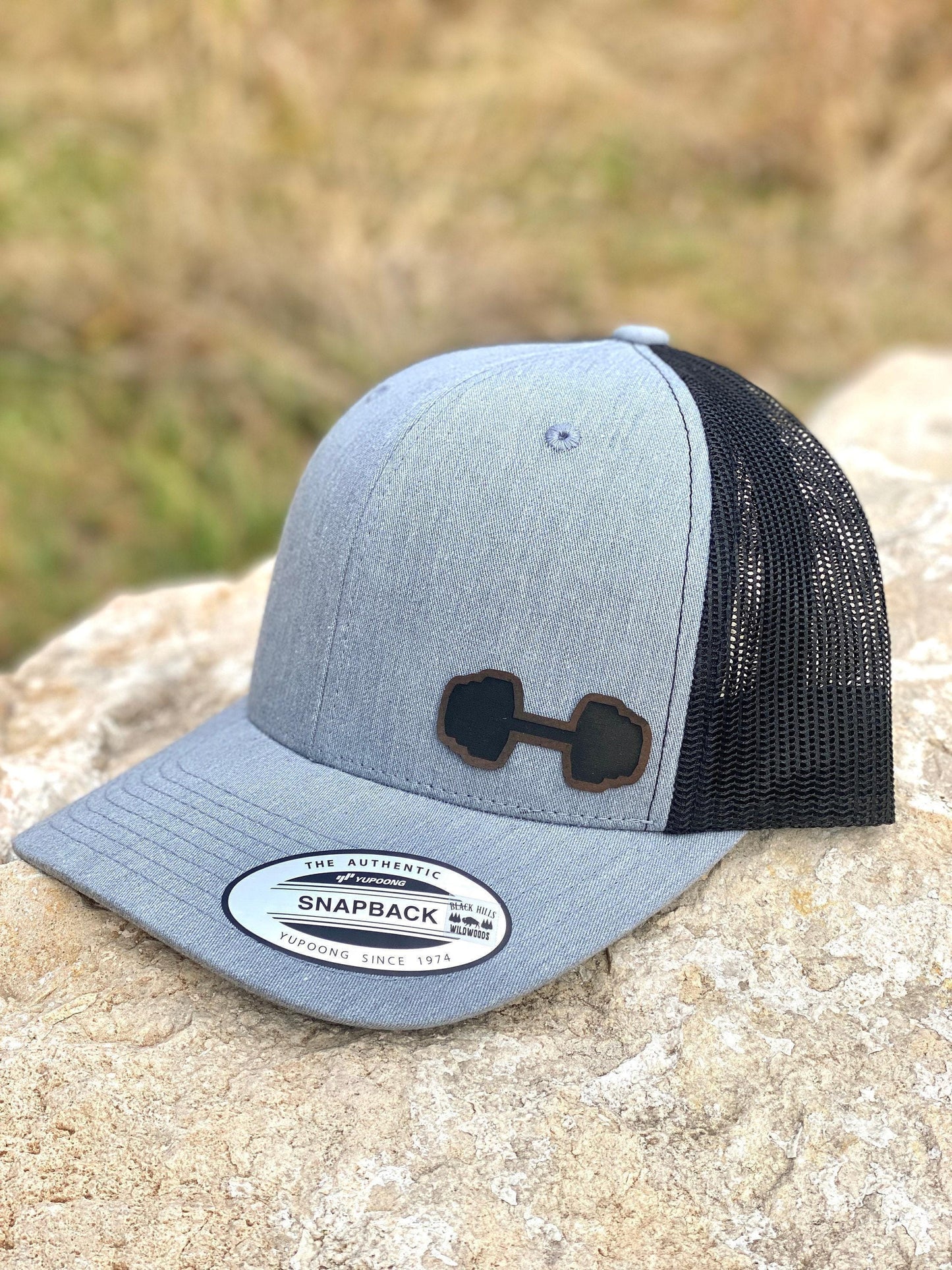 Barbell Hat – Fitness Snapback or Trucker Cap for Weightlifters and Gym Enthusiasts – Workout Hat with Barbell Design for Him or Her