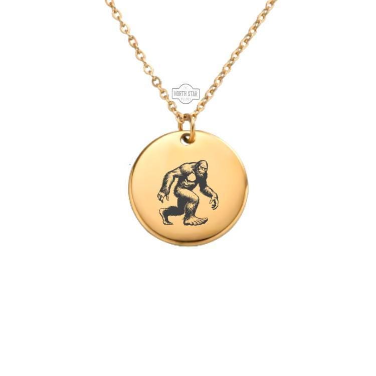 Bigfoot Necklace or Keychain – Sasquatch Pendant Gift for Him or Her, Personalized Cryptid Jewelry in Gold or Silver