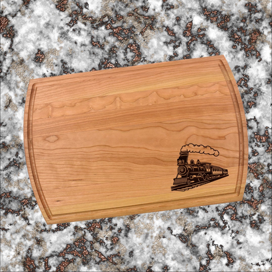 Train Locomotive Cutting Board | Railroad Charcuterie Board | Custom Serving Tray | Personalized Engineer Gift | Wedding Anniversary