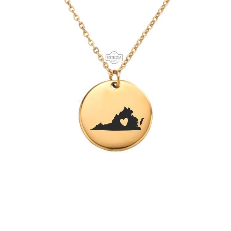Virginia Necklace – Gold or Silver State Outline Charm – Personalized VA Jewelry Gift – Custom Home State Pendant – Keychain Available