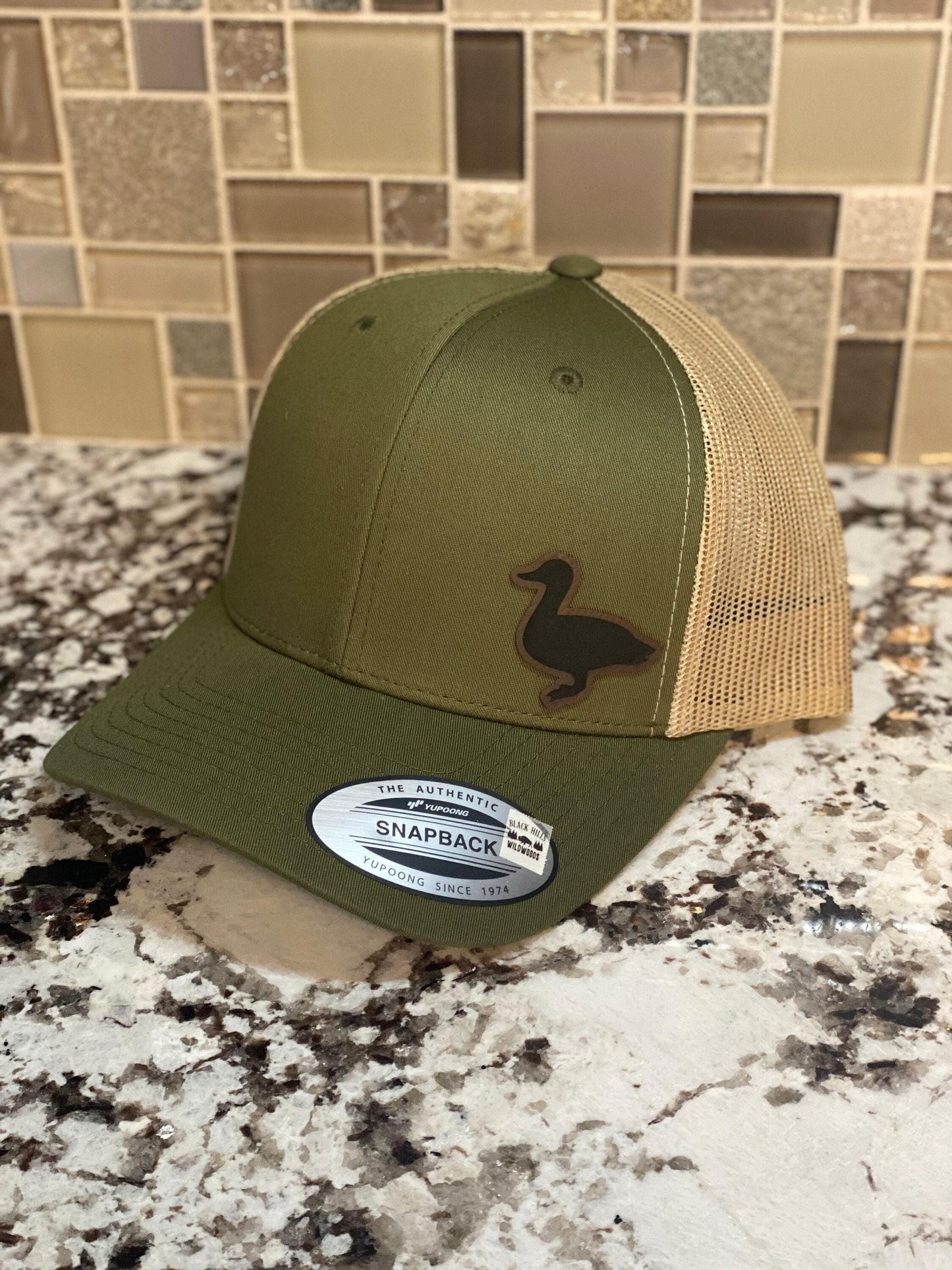 Duck Hat – Snapback Cap with Engraved Duck Silhouette Design, Outdoorsman Gift, Waterfowl Hunting Mesh Hat, Patch Trucker Hat