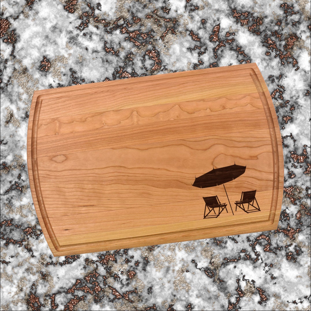 Beach Chairs Cutting Board | Beach House Charcuterie Board | Custom Serving Tray | Personalized Sand Surf Gift | House Closing Gift