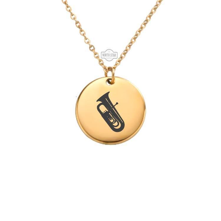Tuba Necklace – Gold or Silver Brass Instrument Charm – Personalized Music Gift – Band Jewelry – Keychain Option Available