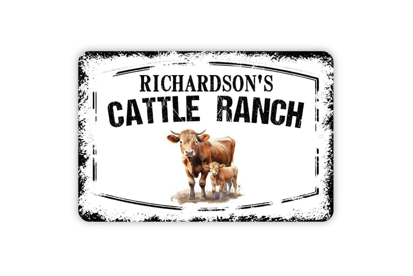 Personalized Cattle Ranch Sign - Custom Farm Cow Farmer Metal Wall Art Indoor Or Outdoor