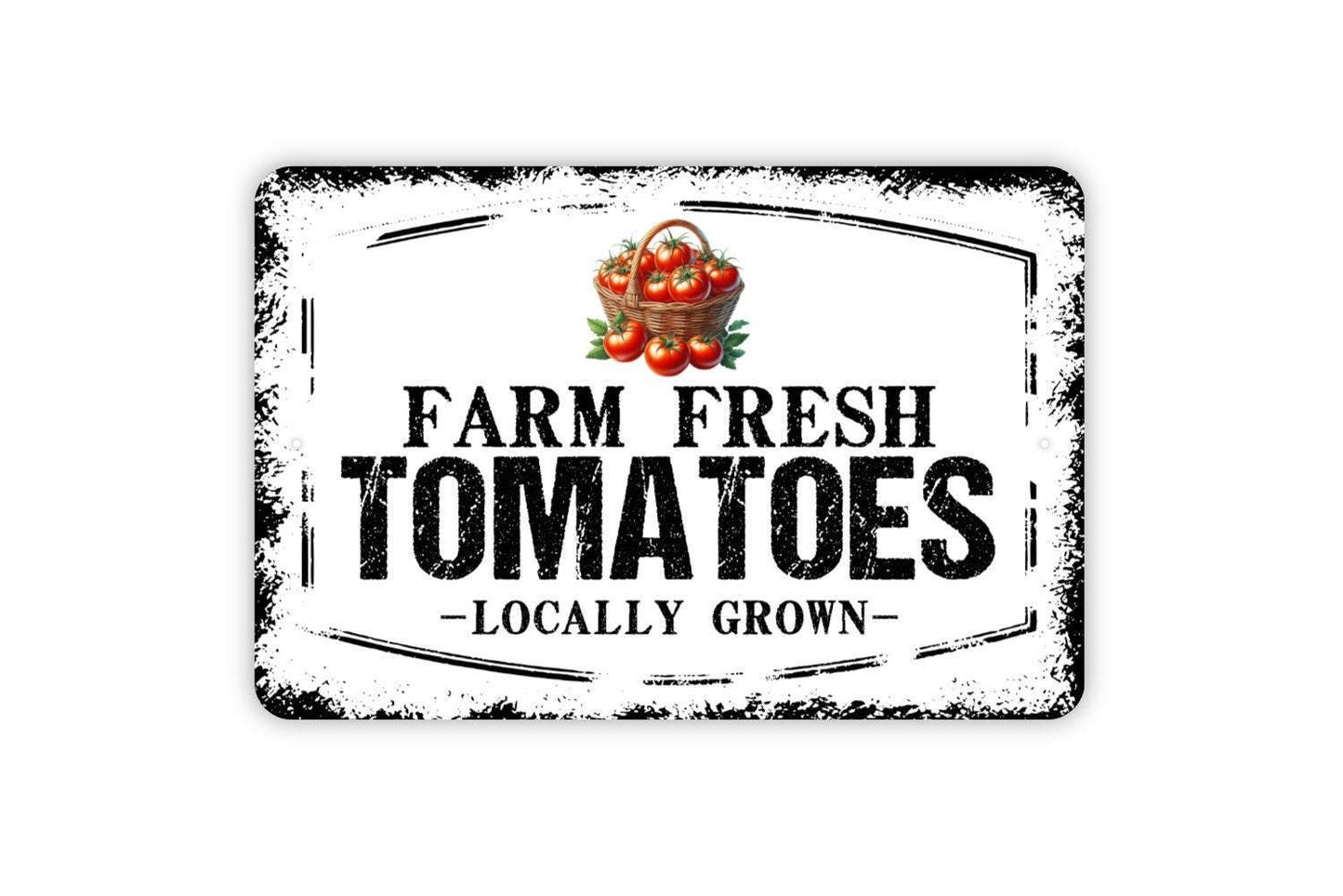 Farm Fresh Tomatoes Locally Grown Sign - Fresh Picked Vegetables Farmers Market Metal Sign Wall Art Indoor Or Outdoor