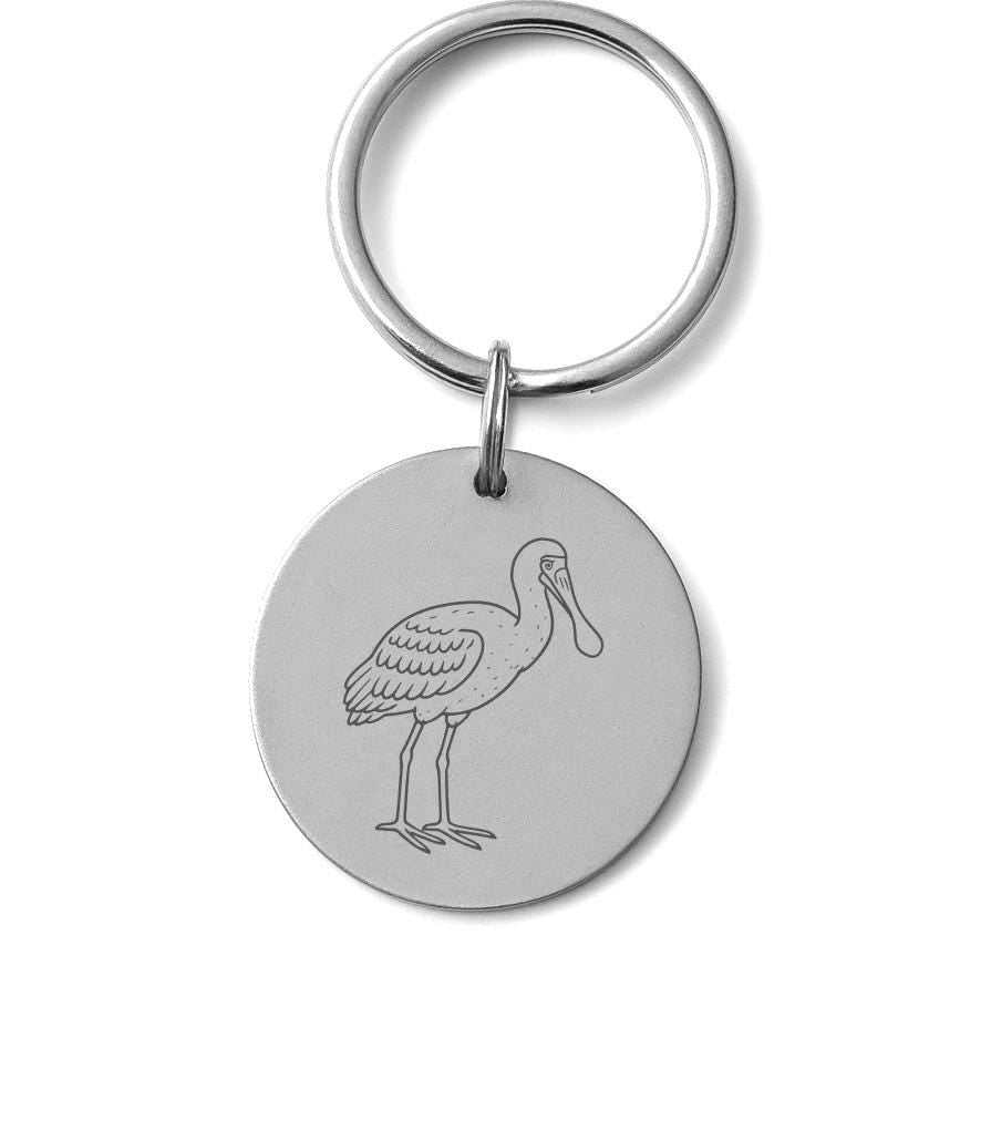 Roseate Spoonbill Necklace – Gold or Silver Bird Charm – Personalized Gift for Bird Lovers – Minimalist Jewelry – Keychain Available