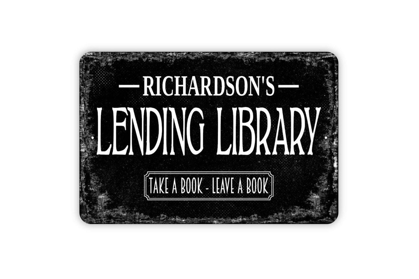 Lending Library Sign - Personalized Reading Room Library Metal Wall Art - Custom Name Sign