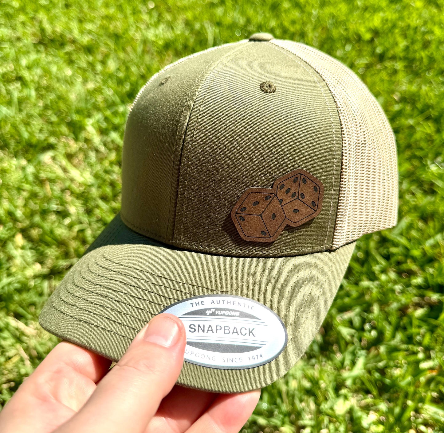 Dice Patch Snapback Trucker Hat β Pair of Dice Cap β Lucky Gambler Hat β Vegas Style Hat β Gift for Casino or Dice Fans