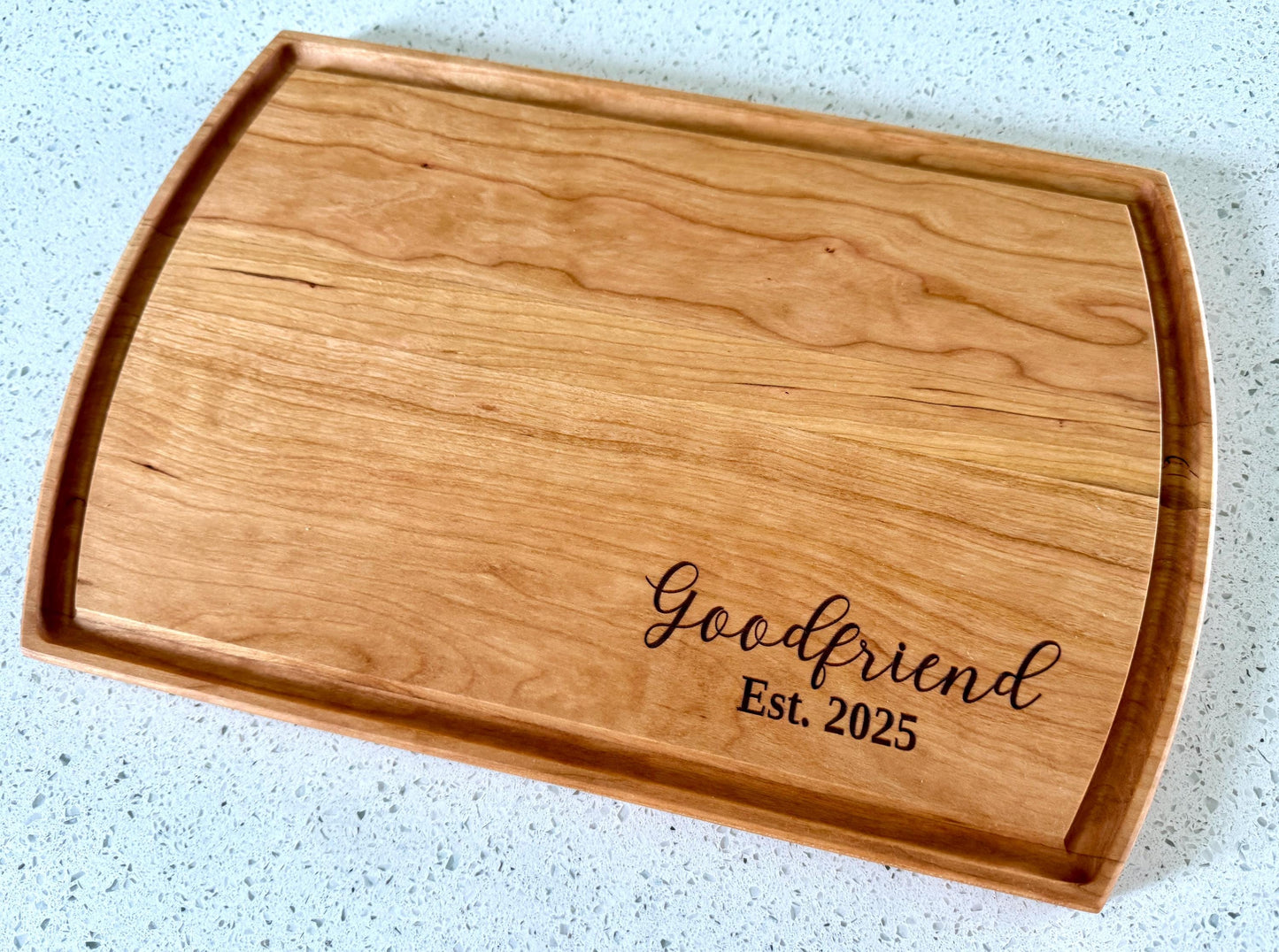 Personalized Cutting Board with Last Name & Established Date Script Font – Custom Wedding Gift, Engraved Kitchen Decor - Charcuterie Board