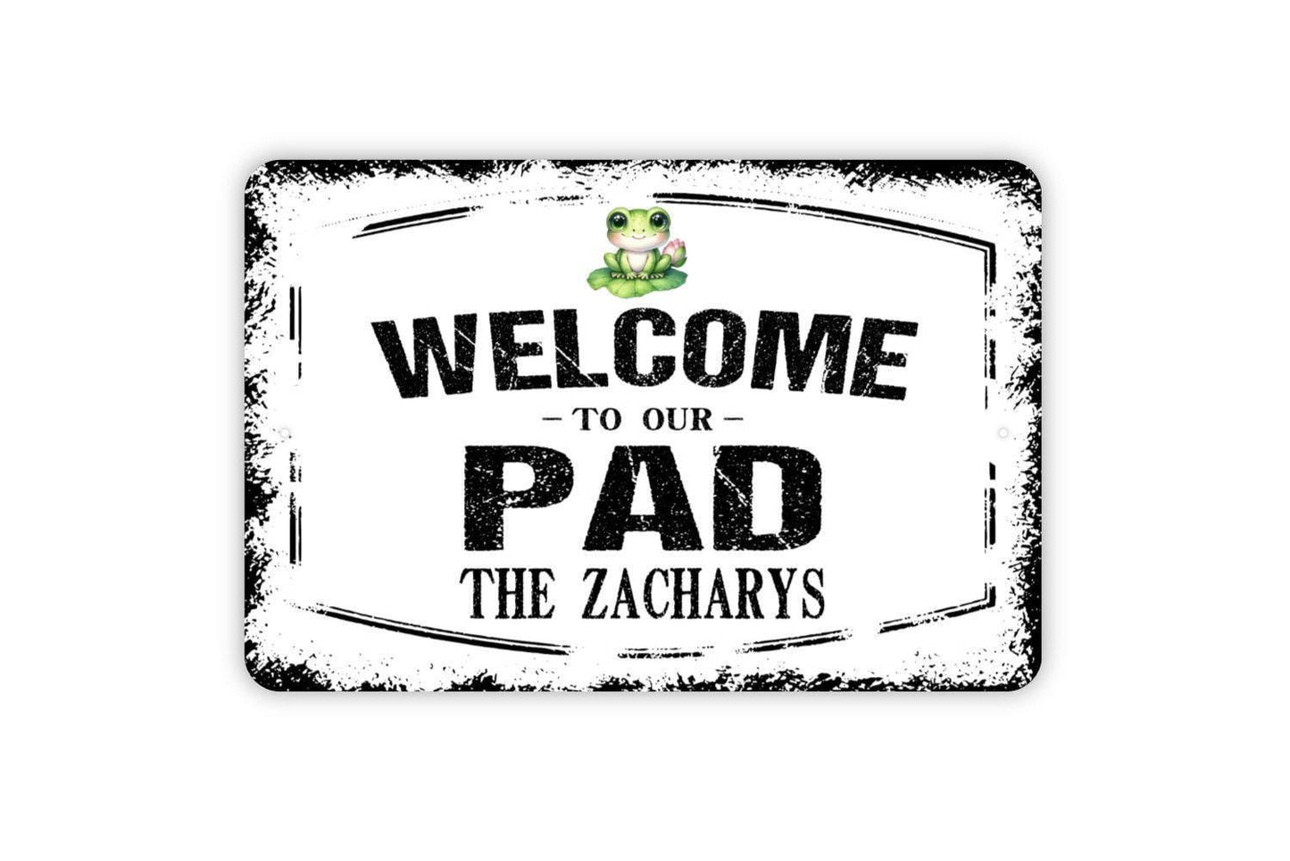 Personalized Welcome To Our Pad Sign - Custom Lilly Pad Frog Metal Wall Art Indoor Or Outdoor