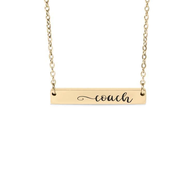 Coach Bar Necklace or Keychain – Gift for Coach Appreciation – Engraved Sports Jewelry – Team or Season-End Keepsake