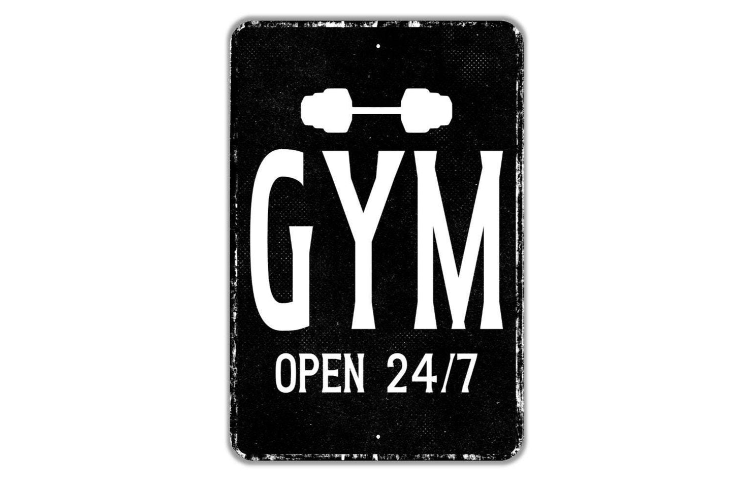 Gym Open 24/7 Sign - Indoor Or Outdoor Metal Wall Art - Custom Sign