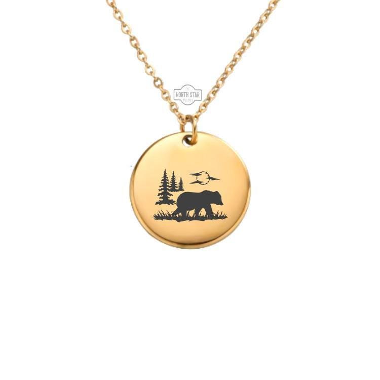 Bear Necklace – Gold or Silver Animal Charm – Personalized Gift for Nature Lovers, Hikers, or Adventurers – Keychain Available
