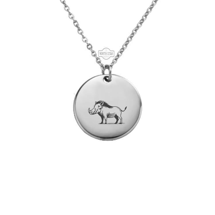 Wild Boar Necklace – Gold or Silver Warthog or Hog Charm – Personalized Hunting or Nature Gift – Rustic Animal Jewelry – Keychain Available