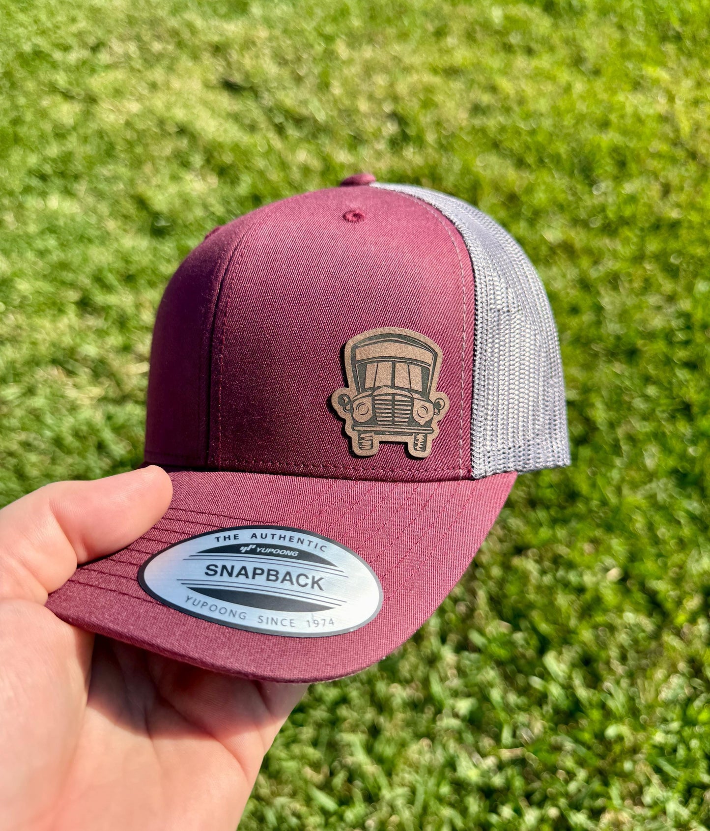 School Bus Hat β Snapback Trucker Hat with Patch β Bus Driver Gift β Yellow School Bus Cap β Transportation Hat β Gift for Him or Her
