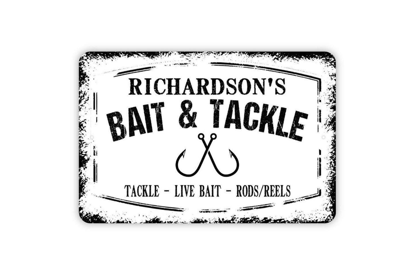 Personalized Bait And Tackle Sign - Custom Fishing Fisherman Boat Rod Reel Metal Wall Art Indoor Or Outdoor
