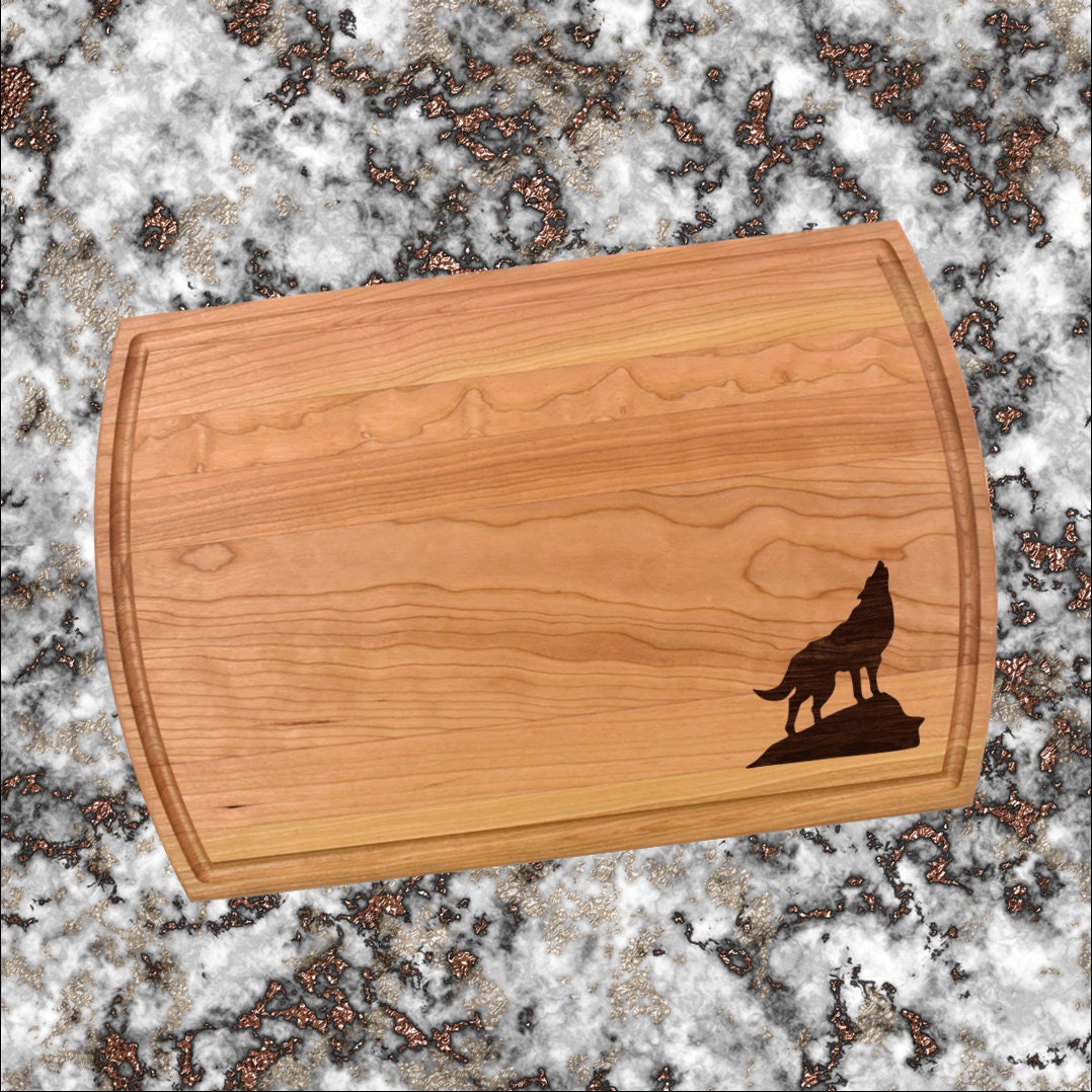 Wolf Cutting Board | Wildlife Charcuterie Board | Custom Serving Tray | Personalized Housewarming Closing Gift | Wedding Anniversary Gift