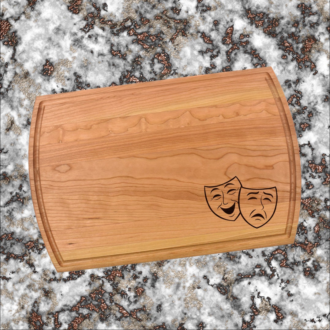 Thespian Mask Cutting Board | Play Theatre Production Charcuterie Board | Custom Serving Tray | Personalized Thespian Gift