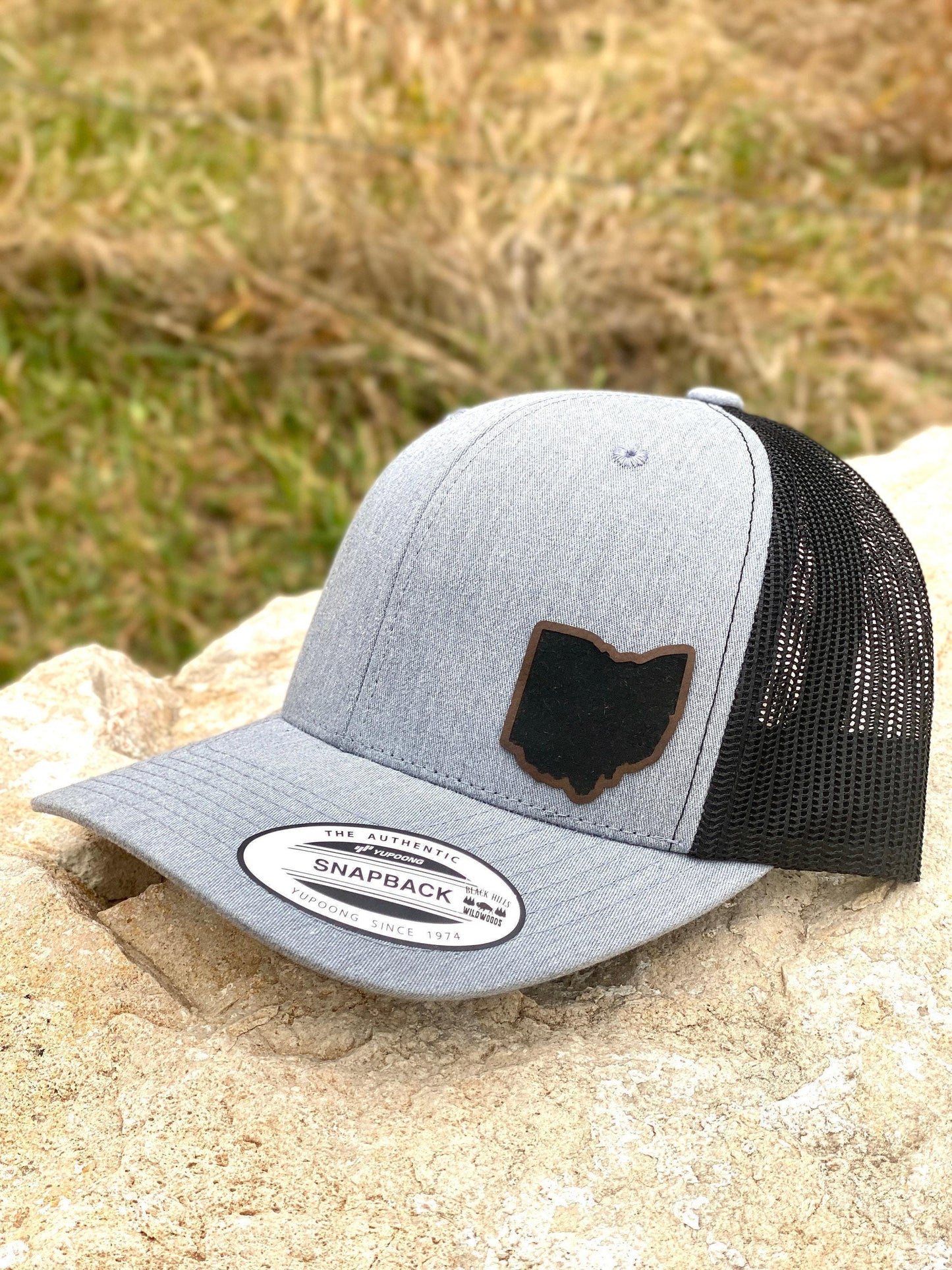 Ohio State Hat Snapback Trucker – Engraved Patch State Outline Cap, OH Pride Gift, Midwest Hometown or Travel Style