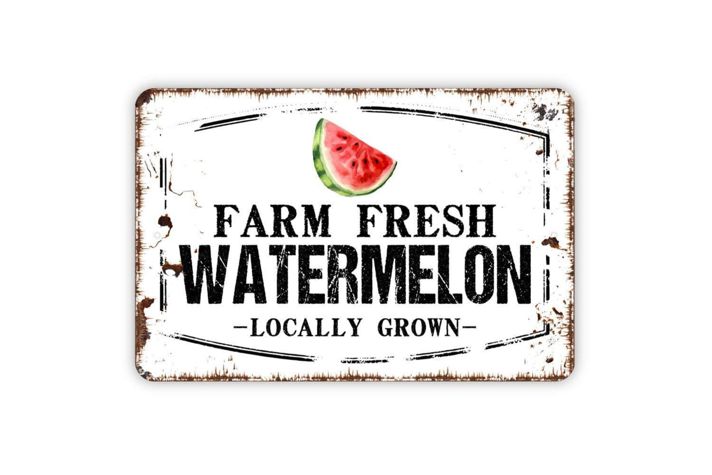 Farm Fresh Watermelon Locally Grown Sign - Watermelon Patch Garden Fruit Farmers Market Metal Sign Wall Art Indoor Or Outdoor