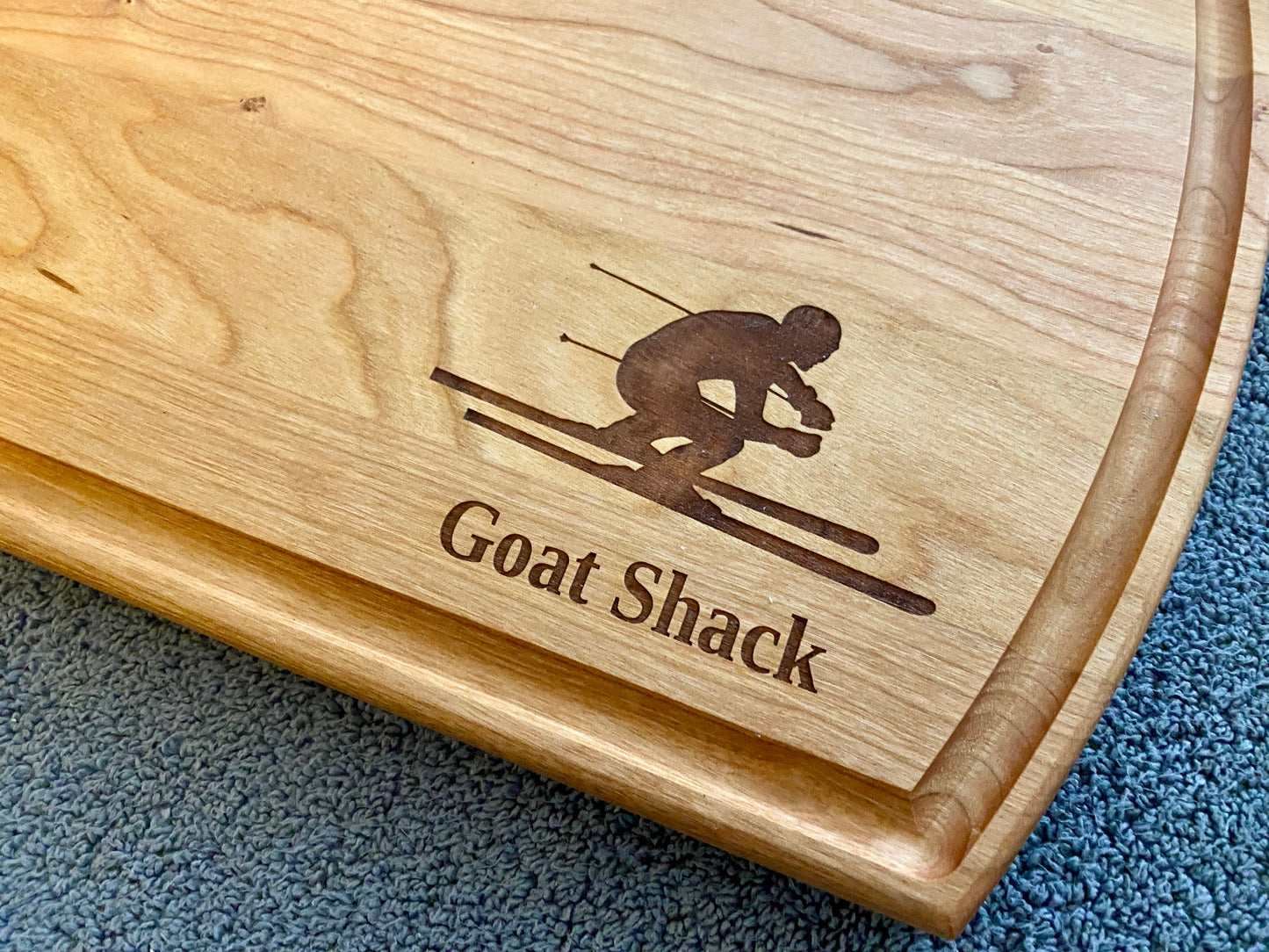 Skiing Cutting Board | Skier Charcuterie Board | Custom Serving Tray | Personalized Housewarming Closing Gift | Mountain Slopes Gift