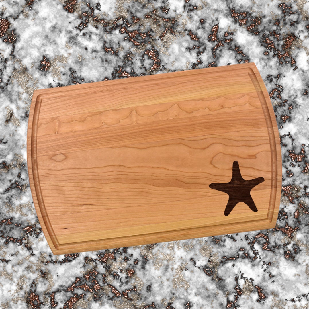 Starfish Cutting Board | Sea Ocean Charcuterie Board | Custom Serving Tray | Personalized Housewarming Closing Gift | Wedding Anniv Gift