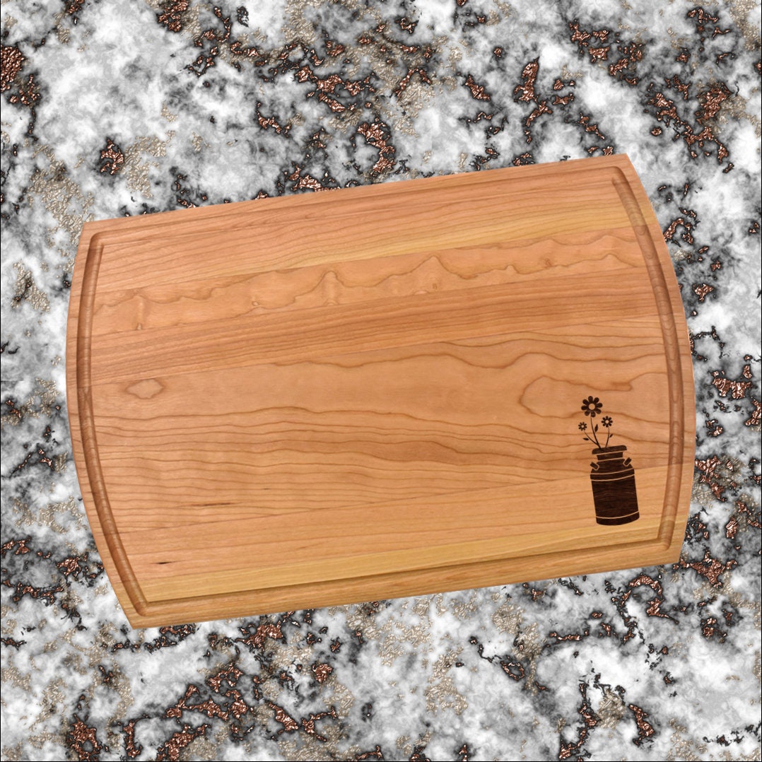 Milk Can Flowers Cutting Board | Farm Charcuterie Board | Custom Serving Tray | Personalized Garden Gift | Wedding Anniversary Gift