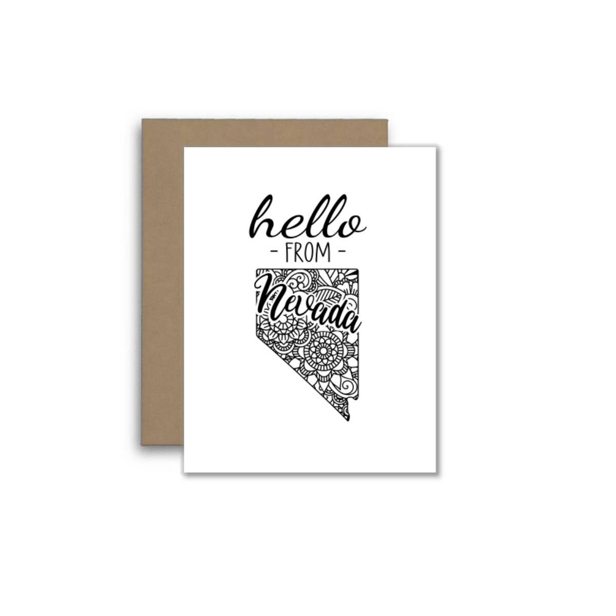 Hello from Nevada Card – Boho Mandala State Outline