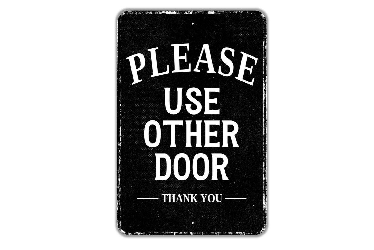 Please Use Other Door Thank You Sign – Vinyl Sticker Decal Metal Entry Sign for Businesses, Homes, Shops, or Offices, Door Notice