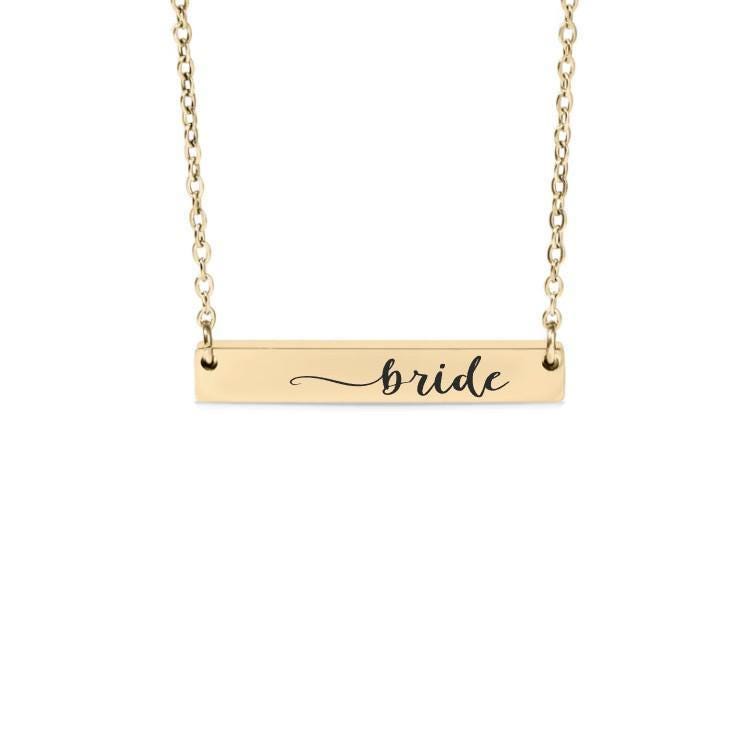 Bride Bar Necklace or Keychain – Wedding Jewelry Gift – Elegant Accessory for Bridal Shower or Bachelorette Celebration