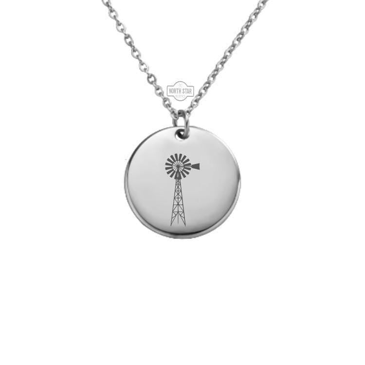 Windmill Necklace or Keychain β Personalized Rustic Charm in Gold or Silver, Farmhouse or Country Style Gift for Her or Him