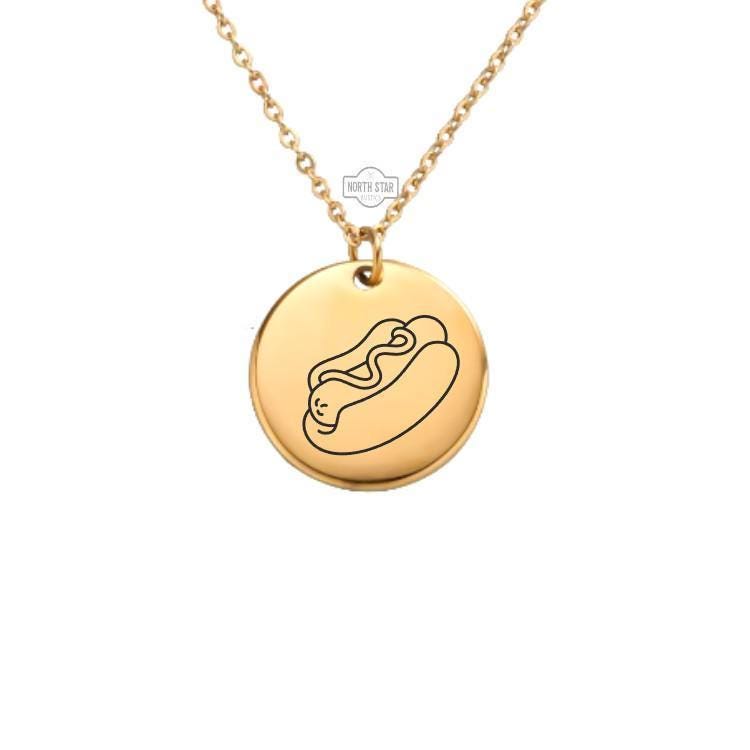 Hot Dog Necklace or Keychain β Funny Food Lover Gift for Her or Him, Personalized Snack Jewelry in Gold or Silver
