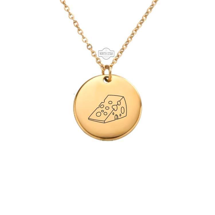 Cheese Necklace or Keychain β Funny Foodie Gift for Her or Him, Personalized Snack Jewelry in Gold or Silver - Charcuterie Food Charm
