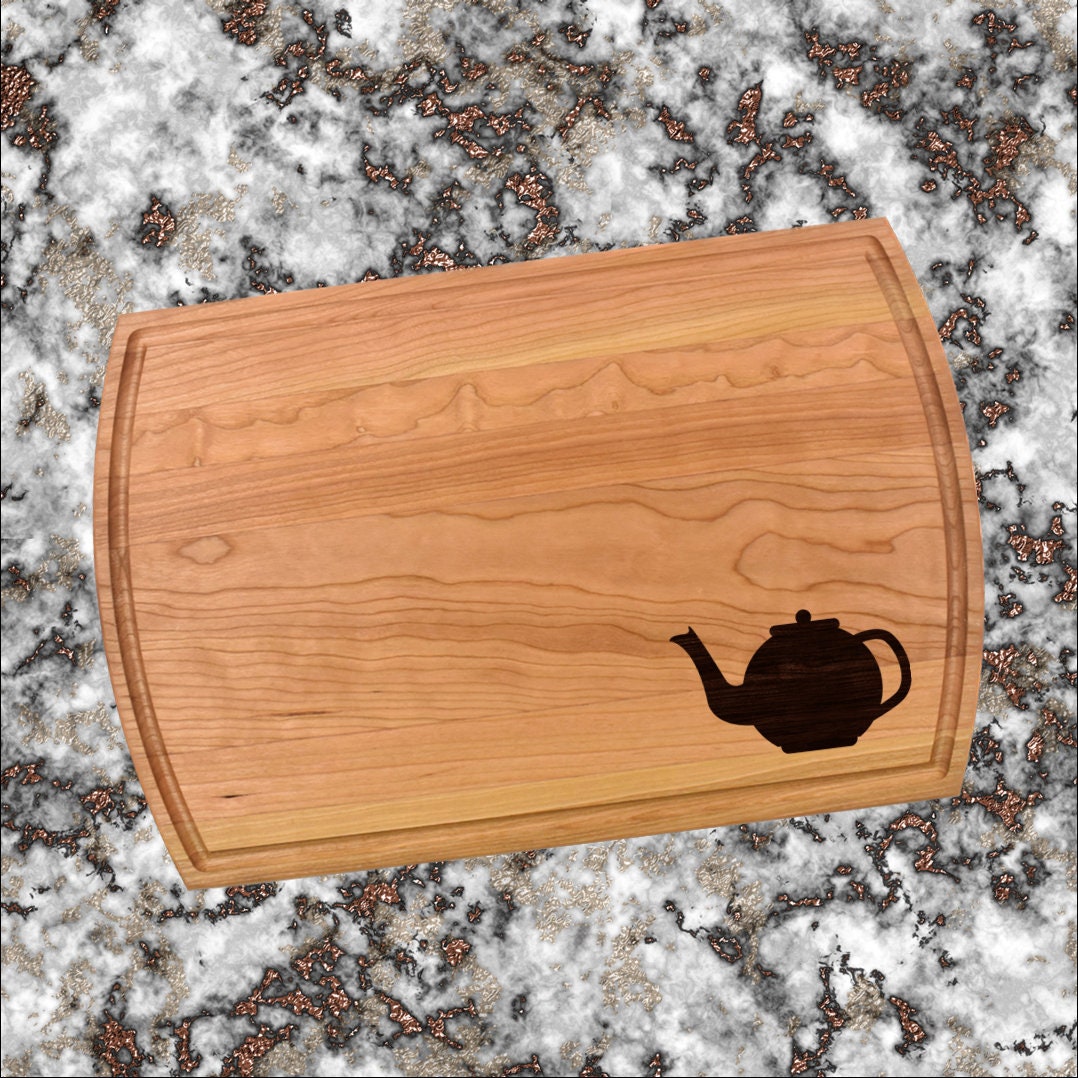 Tea Pot Kettle Cutting Board | Kitchen Pantry Charcuterie Board | Custom Serving Tray | Personalized Tea Pot Gift | Wedding Anniversary Gift