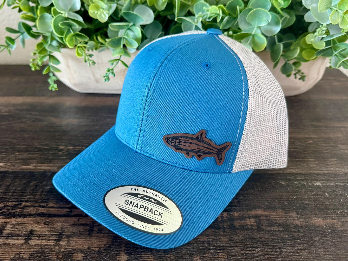 Tarpon Fish Hat Snapback Trucker – Engraved Patch Cap for Saltwater Anglers, Fishing Gift, Coastal or Florida Style Hat