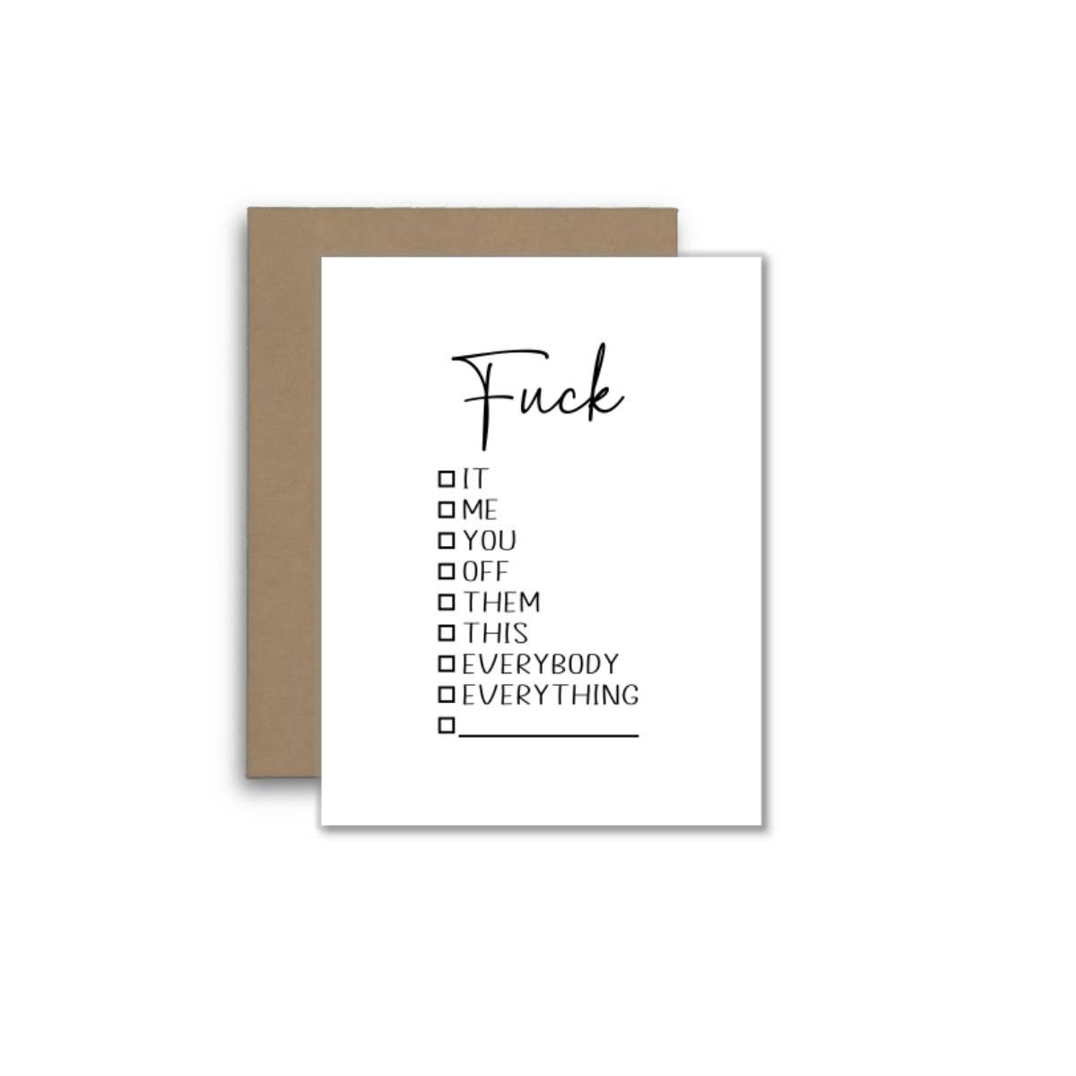 Fuck Checklist – Funny Fill-in-the-Blank Greeting Card