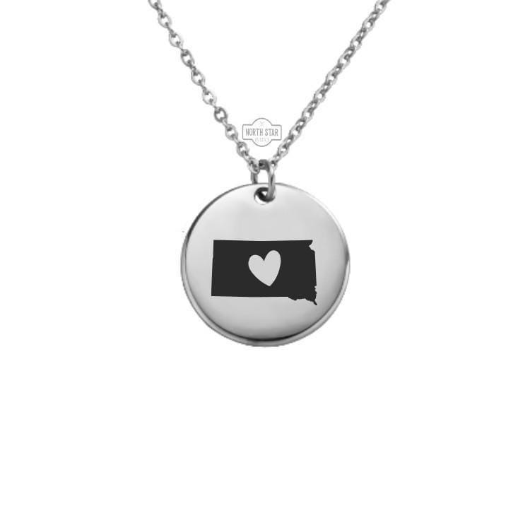 South Dakota Necklace – Gold or Silver State Outline Charm – Personalized Hometown or Travel Gift – State Pride Keychain Available